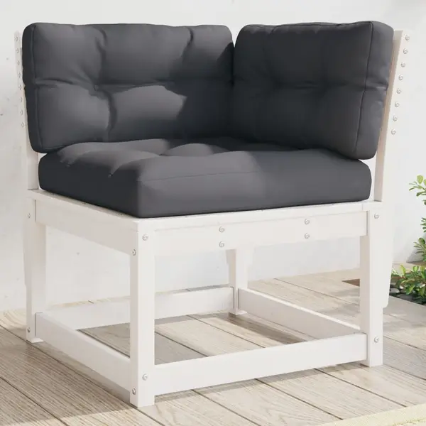 Gossi canapea coltar de gradina cu perne, alb, 73x73x78 cm lemn pin
