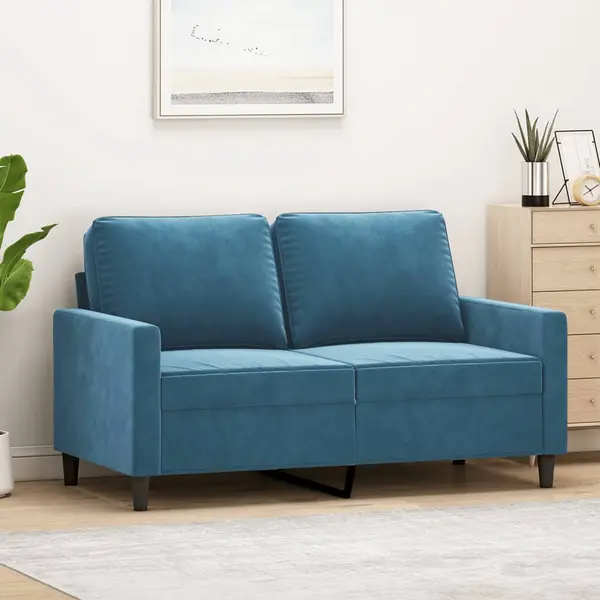 Gossi canapea cu 2 locuri, albastru, 120 cm, catifea