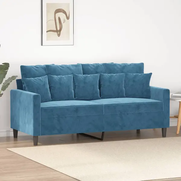 Gossi canapea cu 2 locuri, albastru, 140 cm, catifea