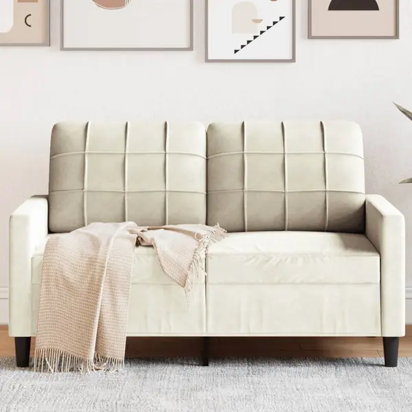 Gossi canapea cu 2 locuri, crem, 120 cm, catifea