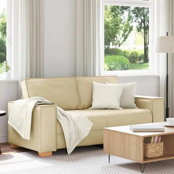 Gossi canapea cu 2 locuri, crem, 140 cm, material textil