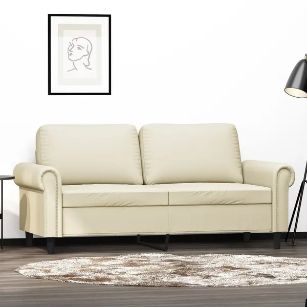 Gossi canapea cu 2 locuri, crem, 140 cm, piele ecologica