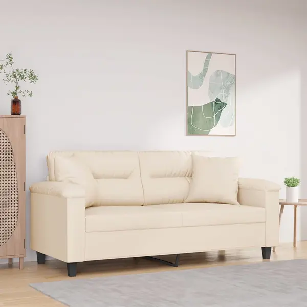 Gossi canapea cu 2 locuri, cu perne, bej, 140 cm, microfibra