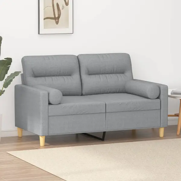 Gossi canapea cu 2 locuri cu pernute, gri deschis, 120 cm, textil