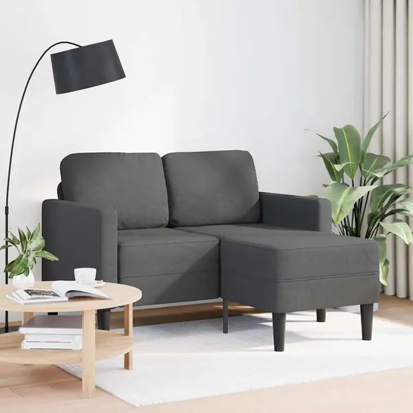 Gossi canapea cu 2 locuri cu sezlong in forma l gri inchis 125 cm in