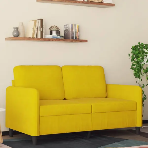 Gossi canapea cu 2 locuri, galben, 120 cm, catifea