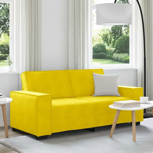 Gossi canapea cu 2 locuri, galben, 140 cm, catifea