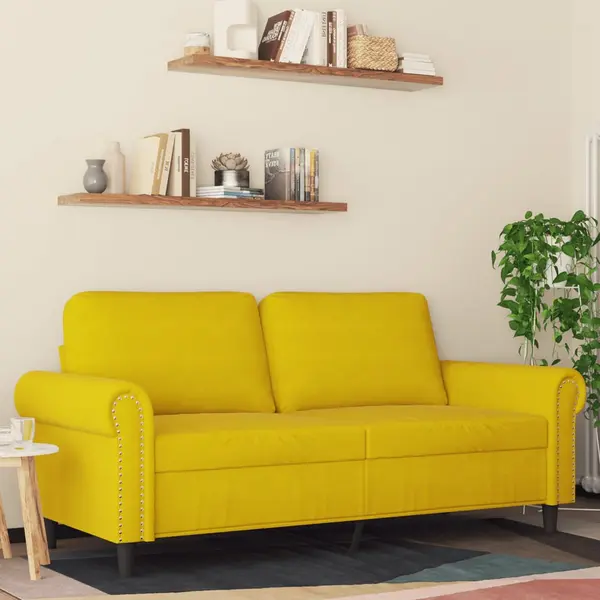 Gossi canapea cu 2 locuri, galben, 140 cm, catifea