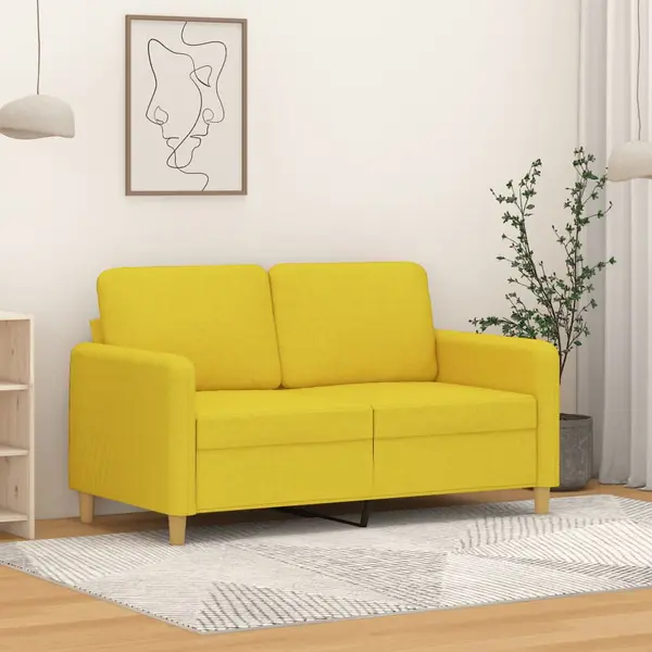 Gossi canapea cu 2 locuri, galben deschis, 120 cm, material textil