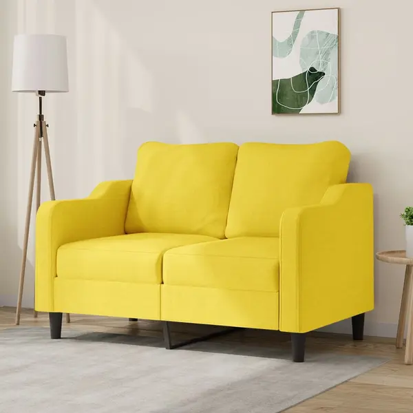 Gossi canapea cu 2 locuri, galben deschis, 120 cm, material textil