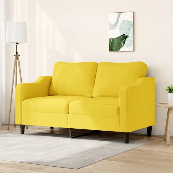 Gossi canapea cu 2 locuri, galben deschis, 140 cm, material textil