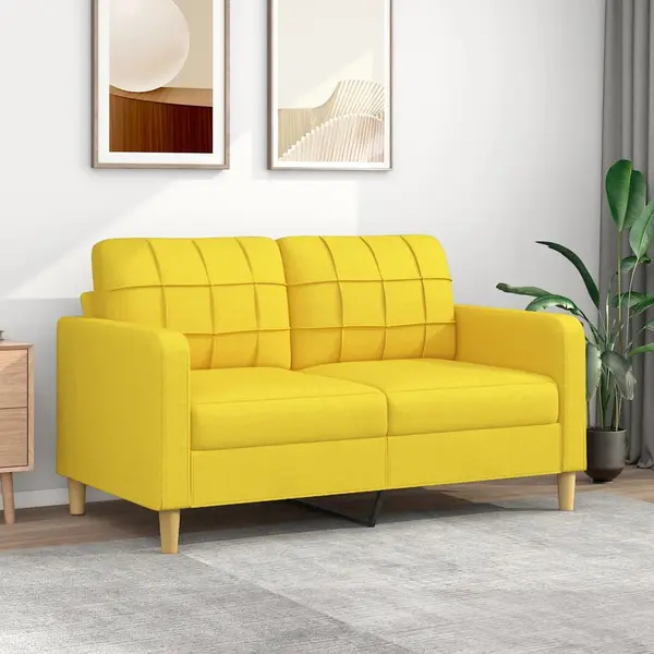 Gossi canapea cu 2 locuri, galben deschis, 140 cm, material textil