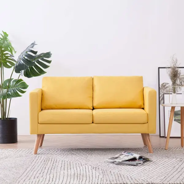 Gossi canapea cu 2 locuri, galben, material textil
