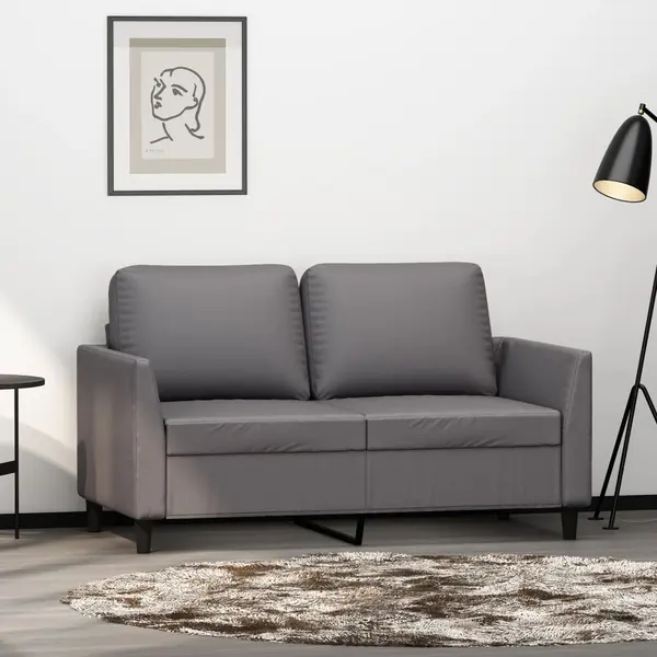 Gossi canapea cu 2 locuri, gri, 120 cm, piele ecologica
