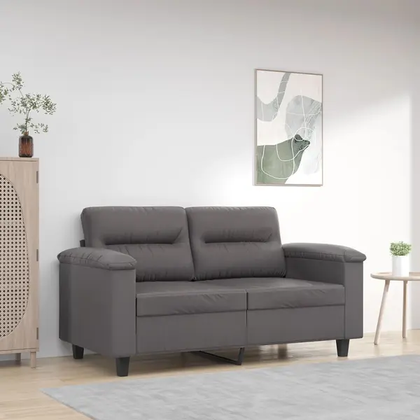 Gossi canapea cu 2 locuri, gri, 120 cm, piele ecologica