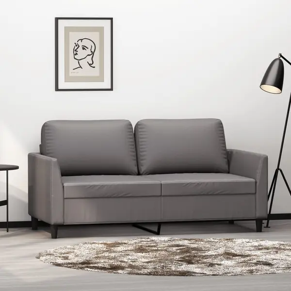 Gossi canapea cu 2 locuri, gri, 140 cm, piele ecologica