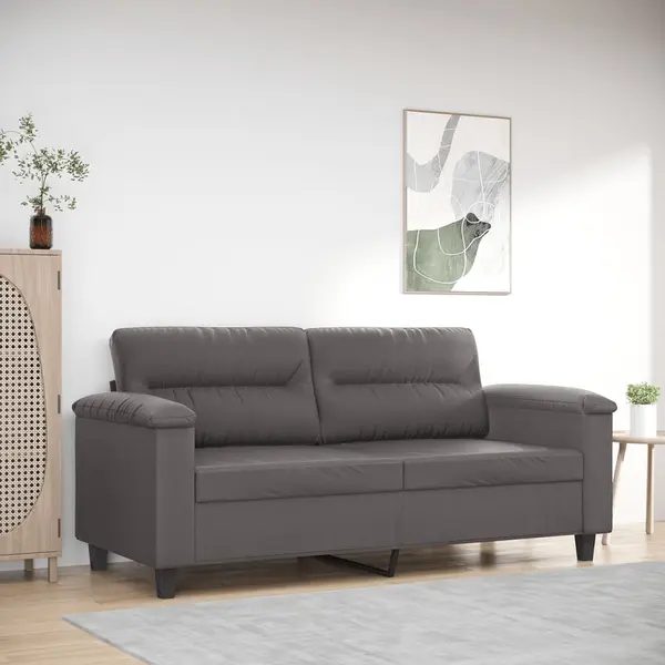 Gossi canapea cu 2 locuri, gri, 140 cm, piele ecologica