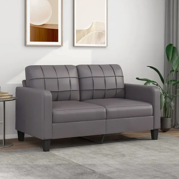 Gossi canapea cu 2 locuri, gri, 140 cm, piele ecologica