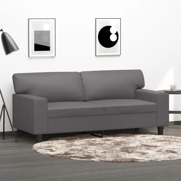 Gossi canapea cu 2 locuri, gri, 140 cm, piele ecologica