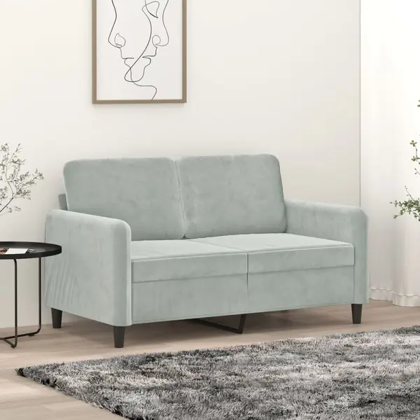 Gossi canapea cu 2 locuri, gri deschis, 120 cm, catifea