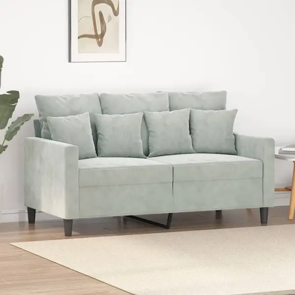 Gossi canapea cu 2 locuri, gri deschis, 120 cm, catifea