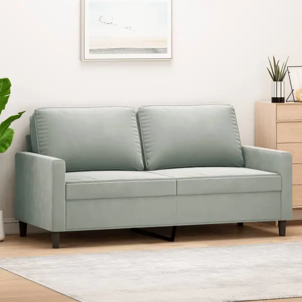 Gossi canapea cu 2 locuri, gri deschis, 140 cm, catifea