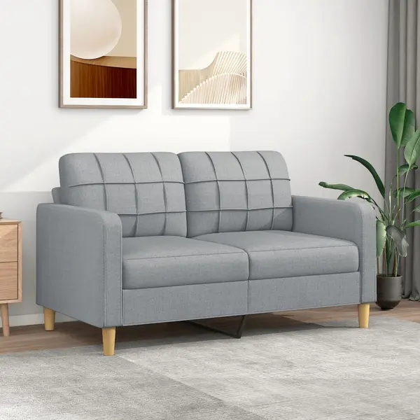 Gossi canapea cu 2 locuri, gri deschis, 140 cm, material textil