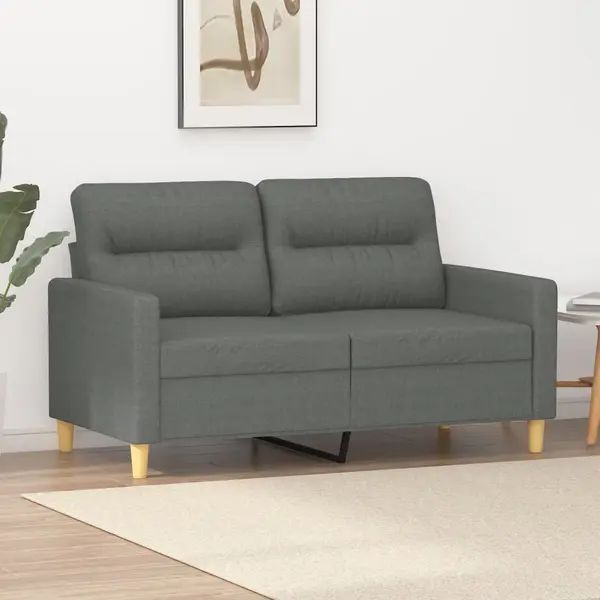 Gossi canapea cu 2 locuri, gri inchis, 120 cm, material textil