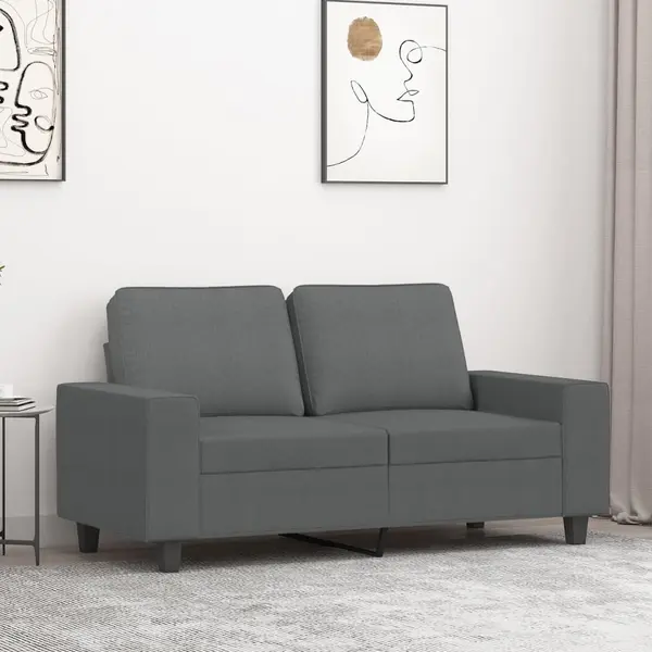 Gossi canapea cu 2 locuri, gri inchis, 120 cm, material textil