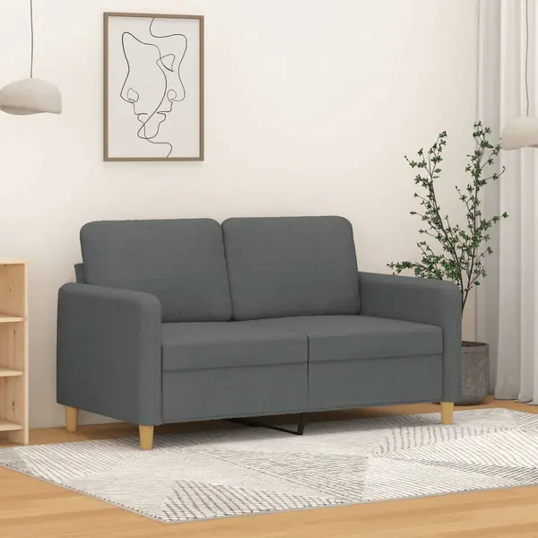 Gossi canapea cu 2 locuri, gri inchis, 120 cm, material textil