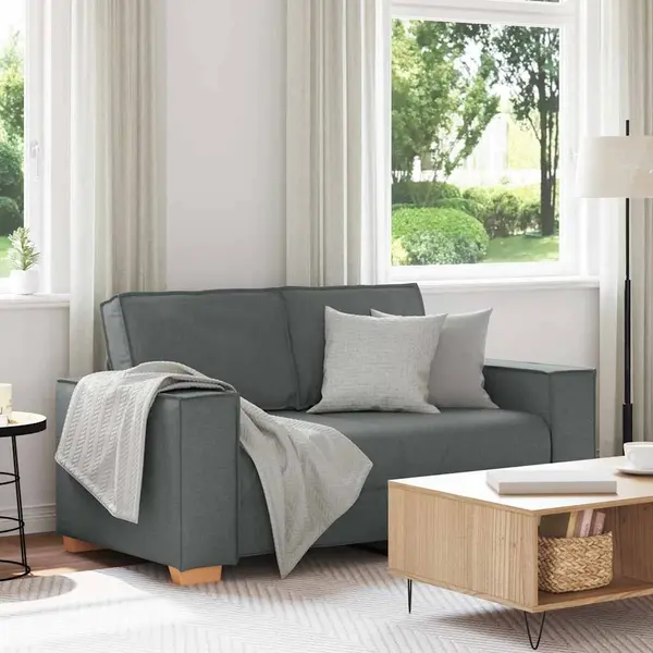 Gossi canapea cu 2 locuri, gri inchis, 120 cm, material textil