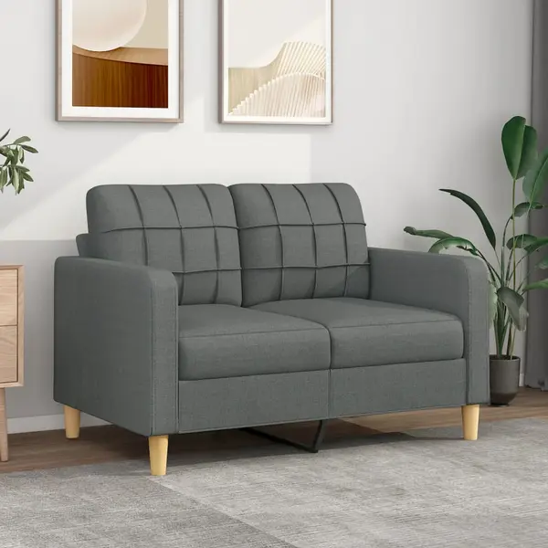 Gossi canapea cu 2 locuri, gri inchis, 120 cm, material textil