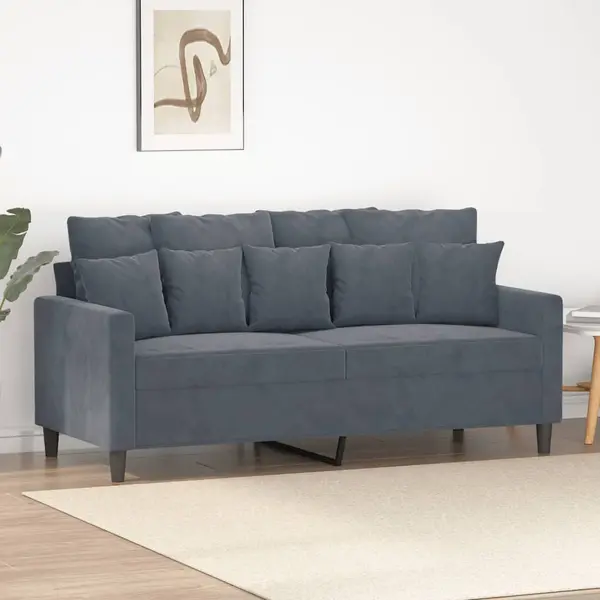 Gossi canapea cu 2 locuri, gri inchis, 140 cm, catifea
