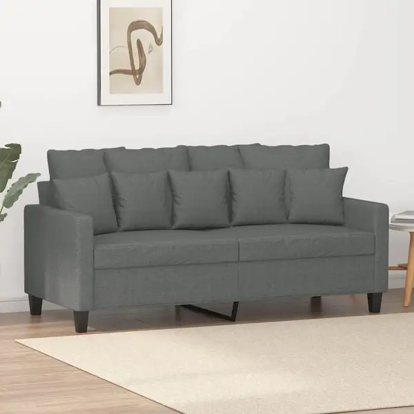 Gossi canapea cu 2 locuri, gri inchis, 140 cm, material textil