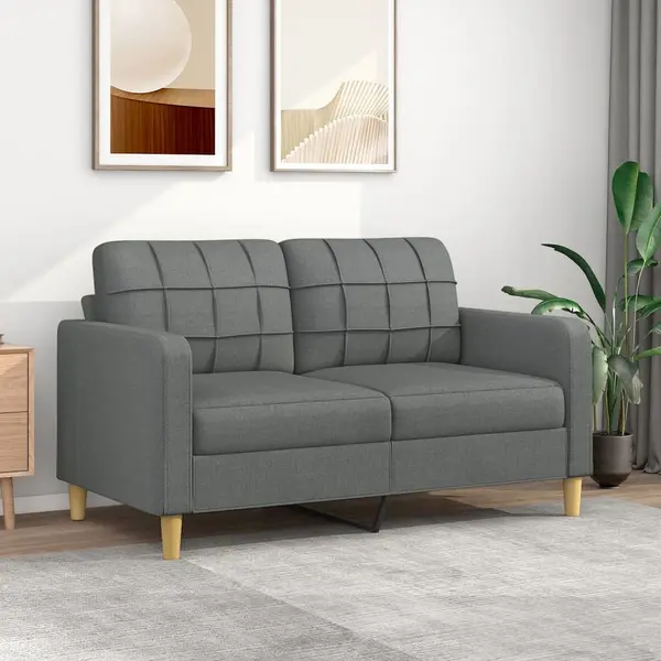 Gossi canapea cu 2 locuri, gri inchis, 140 cm, material textil