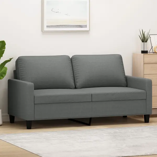 Gossi canapea cu 2 locuri, gri inchis, 140 cm, material textil