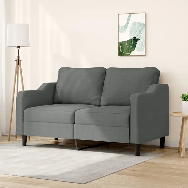 Gossi canapea cu 2 locuri, gri inchis, 140 cm, material textil