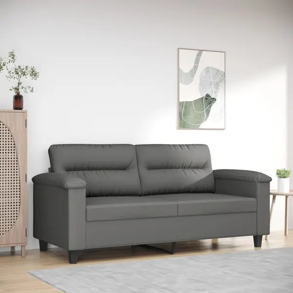 Gossi canapea cu 2 locuri, gri inchis, 140 cm, tesatura microfibra