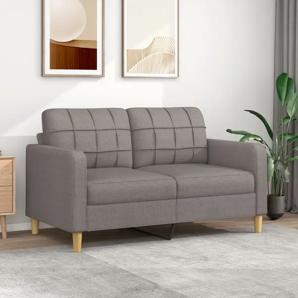 Gossi canapea cu 2 locuri, gri taupe, 140 cm, material textil