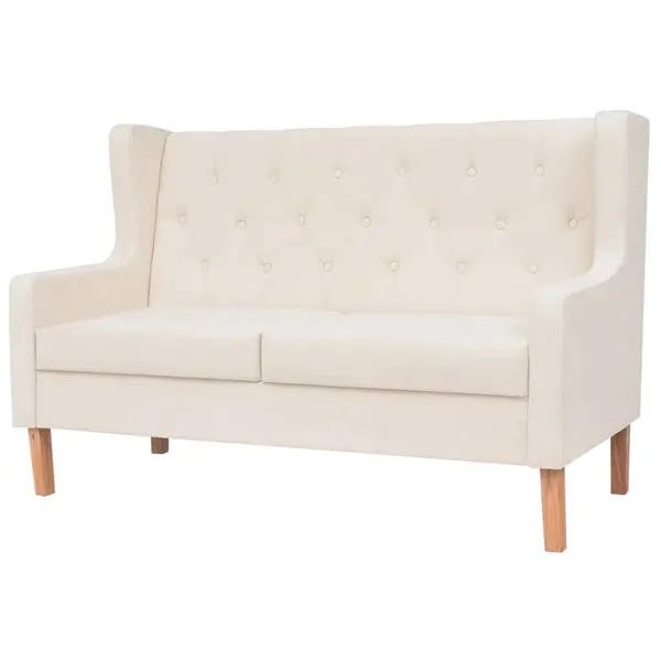 Gossi canapea cu 2 locuri, material textil, alb crem
