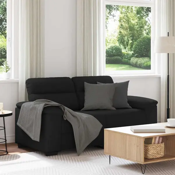Gossi canapea cu 2 locuri, neagra, 120 cm, material textil