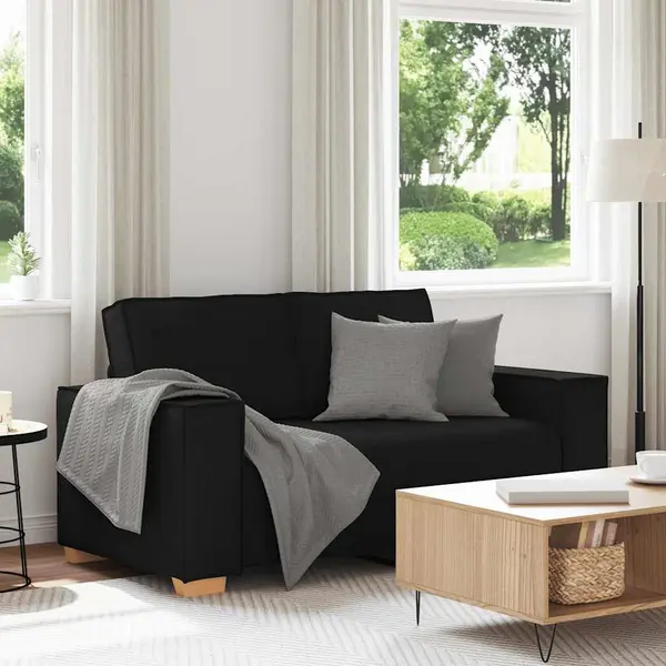 Gossi canapea cu 2 locuri, neagra, 120 cm, material textil