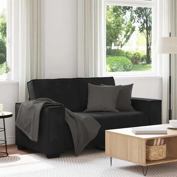 Gossi canapea cu 2 locuri, negru, 120 cm, catifea