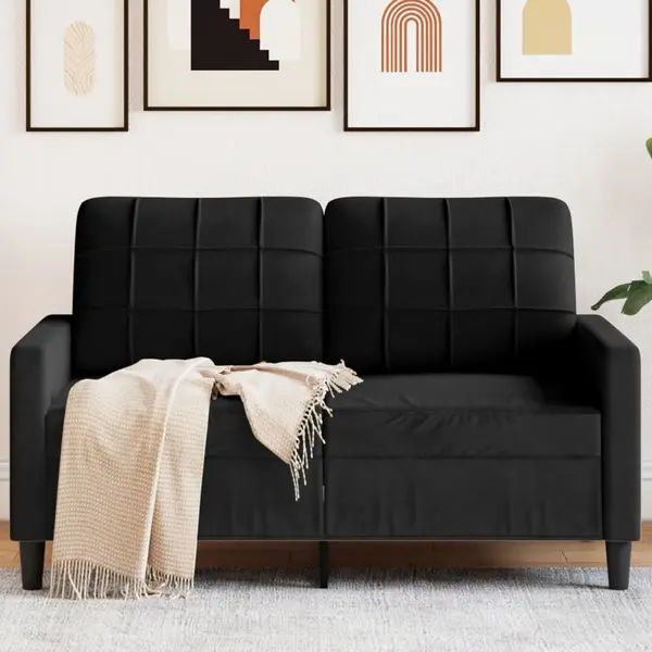 Gossi canapea cu 2 locuri, negru, 120 cm, catifea