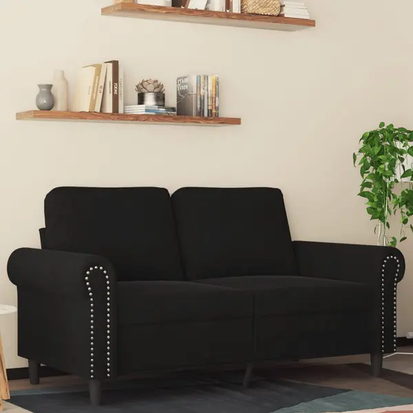 Gossi canapea cu 2 locuri, negru, 120 cm, catifea