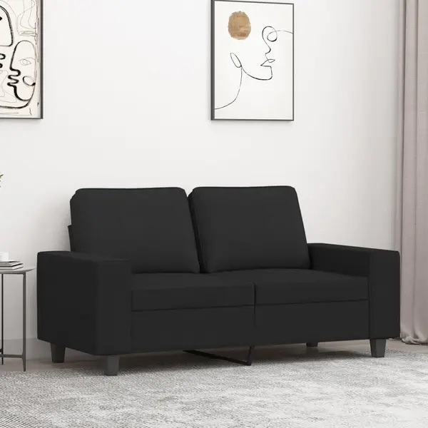 Gossi canapea cu 2 locuri, negru, 120 cm, material textil
