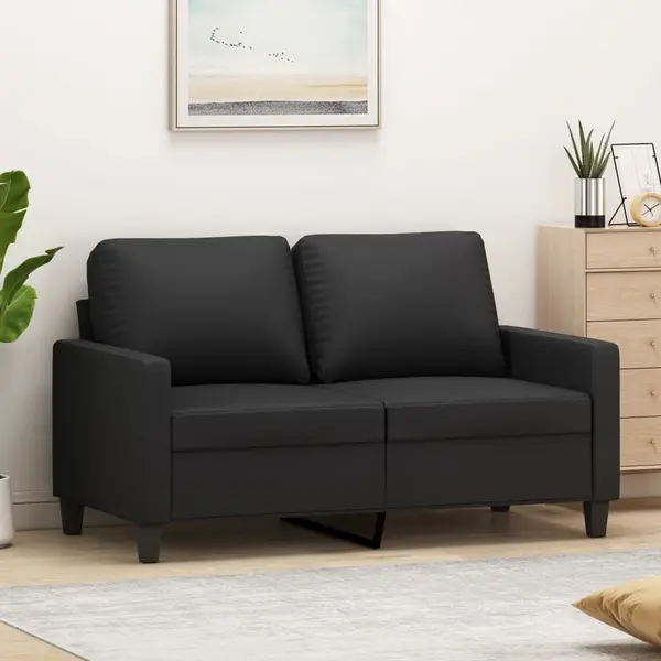 Gossi canapea cu 2 locuri, negru, 120 cm, piele ecologica