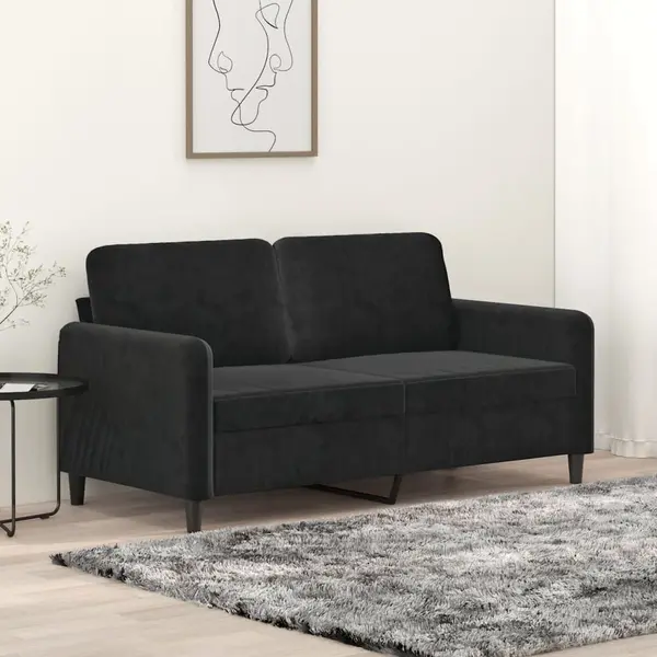 Gossi canapea cu 2 locuri, negru, 140 cm, catifea