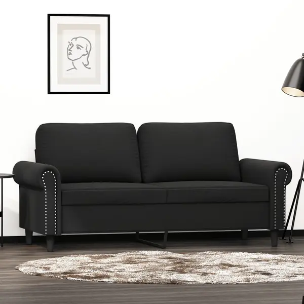 Gossi canapea cu 2 locuri, negru, 140 cm, catifea