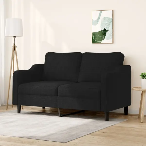 Gossi canapea cu 2 locuri, negru, 140 cm, material textil